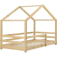 En.casa [] Barn sängstomme Astrid i "Hus" utförande inkl. ribbotten-205x97x136cm-furu-bäddmått:200x90cm