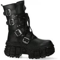 New rock Mid-Calf läder Goth Boots-WALL373-S5