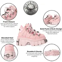 New rock M-106-C153 Pink Tower Platform Gothic Punk Boots
