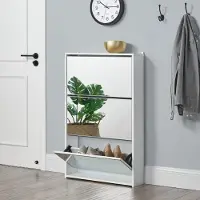 En.casa [] Skoskåp Vogar-3 fack-plats för 9 par skor-102,5x63x17cm-melaminbelagd spånsiva-vit