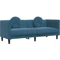 vidaXL Soffa med kuddar 3-sits blå sammet