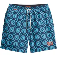 Superdry för män. M3010250A Baddräkt med blått mosaikmönster (M), Strandkläder, Återvunnen polyester, Hållbar