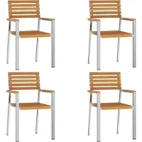 vidaXL Trädgård Stol 4 pcs Olivenatur Massivt Akaciaträ