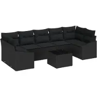 vidaXL Soffset med kudde med kudde Svart 55 x 55 x 37 cm konstrotting