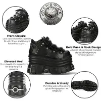 New rock M-106-C181 Svarta Gothic Punk Chunky Platform Ankelboots
