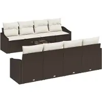 vidaXL Soffset med kudde med kudde 9 pcs Brun och Kräm konstrotting