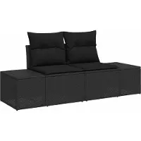 vidaXL Trädgårdsoffset med lagring 8 pcs Svart Poly rattan