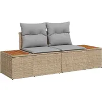 vidaXL Trädgårdsoffset med lagring 7 pcs Beige Poly rattan