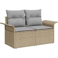 vidaXL Trädgårdsoffset med kudde med lagring 9 pcs Beige och Ljusgrå