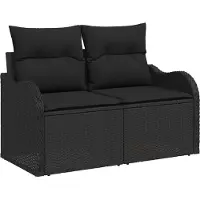 vidaXL Lounge-set med kudde 9 pcs Svart Poly rattan
