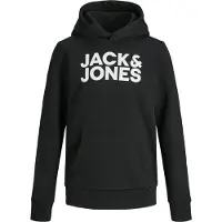 Jack & Jones Hoodie - Noos - JjeCorp - Black/Jr/Large Tryck - - 12 år (152) - Hoodie