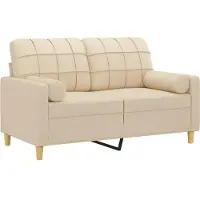 vidaXL 2-sits soffa med prydnadskuddar gräddvit 120 cm tyg