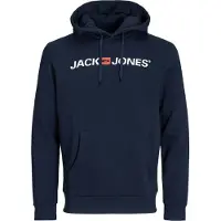 Jack & Jones Sweatshirt 'Marco Bowie' nattblå / knallröd / off-white