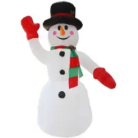 Igeteck 8 fot Jul Uppblåsbar Snögubbe Dekoration Hemdekorationer Gård LED-Lampor Utomhus Ornament US Plug