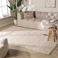 NATURL. Ullmatta | Feline vit/melerad hos Volero | 280x380 cm | Ull | Blandat | Rektangulär | Plattvävd