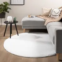 NATURL. Rund matta | Cozy vit hos Volero | Ø 100 cm | Polyester | Enfärgad | Rund | Låg lugg