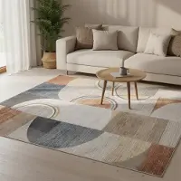 FRAAI Tvättbar mönstrad matta | Misha Blocks flerfärgad | 140x200 cm | Polyester | Abstrakt | Rektangulär | Låg lugg