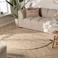 NATURL. Rund ullmatta | Feline taupe/melerad hos Volero | Ø 140 cm | Ull | Blandat | Rund | Plattvävd