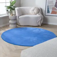 NATURL. Rund tvättbar matta | Vivid blå hos Volero | Ø 160 cm | Polyester | Enfärgad | Rund | Låg lugg