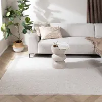 Rugaia Hållbar matta | Lykke gräddvit hos Volero | 160x230 cm | Återvunnen polyester | Enfärgad | Rektangulär | Plattvävd