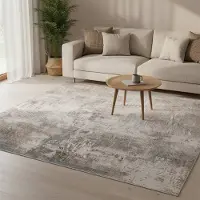 FRAAI Tvättbar mönstrad matta | Misha Grunge gräddvit/grå | 200x290 cm | Polyester | Abstrakt | Rektangulär | Låg lugg