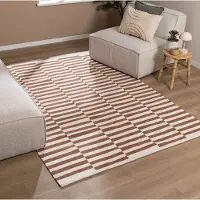FRAAI Randig modern matta | Dazzle Blocks brun/vit hos Volero | 200x290 cm | Bomull | Block | Rektangulär | Plattvävd