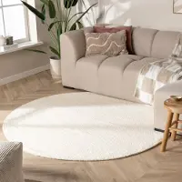 NATURL. Rund ullmatta | Feline vit hos Volero | Ø 80 cm | Ull | Enfärgad | Rund | Plattvävd
