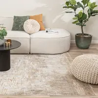 Studio Clarice Modern matta | Hendrix Grunge gräddvit/terrakotta | 200x290 cm | Viskos | Asymmetrisk | Rektangulär | Låg lugg