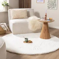 NATURL. Rund fluffig matta | Comfy Supreme vit hos Volero | Ø 160 cm | Polyester | Enfärgad | Rund | Hög lugg