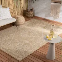 FRAAI Jute outdoor matta | Daisy Medaillon vit hos Volero | 80x150 cm | Polypropen | Medaljong | Rektangulär | Plattvävd