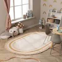 Little Olly Oval tvättbar barnmatta | Milo beige hos Volero | 160x240 cm | Bomull | Med kant | Oval | Låg lugg
