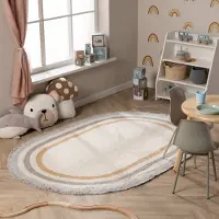 Little Olly Ovalt tvättbart barnmatta | Milo grå hos Volero | 80x120 cm | Bomull | Med kant | Oval | Låg lugg