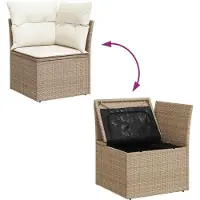 vidaXL Trädgårdsoffset med kudde 11 pcs beige och gräddvit Poly rattan