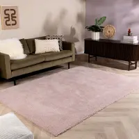 NATURL. Mjuk matta | Teddy rosa hos Volero | 80x150cm | Polyester | Enfärgad | Rektangulär | Hög lugg