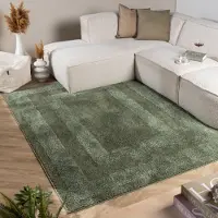 FRAAI Skandinavisk matta | Lova Border grön hos Volero | 80x150 cm | Polyester | Med kant | Rektangulär | Hög lugg