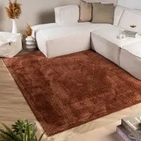 FRAAI Skandinavisk matta | Lova Border terrakotta hos Volero | 140x200 cm | Polyester | Enfärgad | Rektangulär | Hög lugg