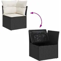 vidaXL Trädgårdsoffset med kudde 9 pcs Svart och kräm Polyrattan