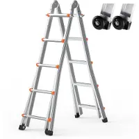 Vevor Teleskopstege A-ram, 20 fot kompakt förlängningsstege i aluminium, multifunktionell bärbar hopfällbar husbilsstege, teleskopstege för läxtrappor inomhus utomhus tak, 330 lb belastning