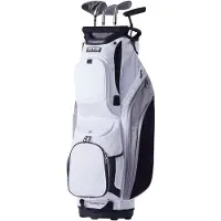 Vevor Golfvagnsväska med 14-vägs avdelare, 36” 13 fickor Premium Nylonvagnsväska, Slitstarka golfbagar med handtag, dammskydd och avtagbara remmar för män och kvinnor, Vit färgblock
