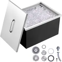 Vevor kylbox för nedsänkning, 51 cm L x 36 cm B x 30,5 cm H Iskylare i rostfritt stål, kommersiell islåda med lock, 37,9 l isbar för utomhuskök, avloppsrör och avtappningsplugg ingår, för kallt vin oc