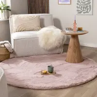 NATURL. Rund fluffig matta | Comfy Supreme rosa hos Volero | Ø 80 cm | Polyester | Enfärgad | Rund | Hög lugg