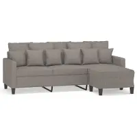 vidaXL 3-sitssoffa med fotpall taupe 180 cm tyg