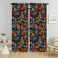 Household supplies MH Graffitikonst Mörkläggningsgardiner 2 Delar Persienner Halloweendekoration Köksgardiner för Vardagsrum Gardinavdelare Elegant W50xH70cmx2pcs-CL