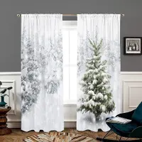 Household supplies MH 2 stycken, Julgran vinter snöflinga gardiner -30% mörkläggning - lämpliga för vardagsrum, sovrum, kök, heminredning W150CM H166CM&Rod pocket