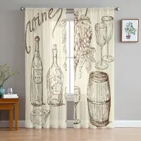 Super Six Vin Klotter Skira Gardiner för Vardagsrum Transparent Tyll Fönsterbehandlingar Sovrum Kök Heminredning Slöjdraperier 135W x 114H(cm)