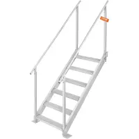 Vevor Aluminiumbryggstege Båtbryggstege 43-51 tum/109,2-129,5 cm Höjdjusterbar 6 steg