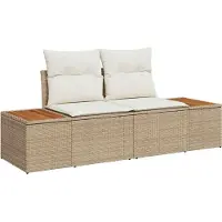vidaXL 10-delad trädgårdsoffset med kuddar beige poly rotting akacia