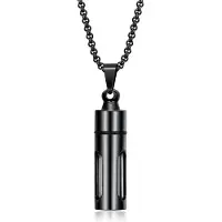 Wucifang Jewelry Halsband Kan Öppna Parfymflaska Hänge Doft Eterisk Olja Halsband Kreativt Herr- svart