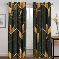 Yiran Furniture Lyx Svart Guld Geometrisk Anpassad Billig Fönstergardiner Persienner För Vardagsrum Barn Sovrum Badrum Kök Dörr Heminredning 2 st W65X60H(cm)X2Pcs&Grommet Top black