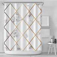 Shower curtain Home Decor Lyx guldmarmorering Duschdraperier Geometriska ränder Draperier för badrumstillbehör Set Badkarsgardin med krokar Vattentät 180x200cm
